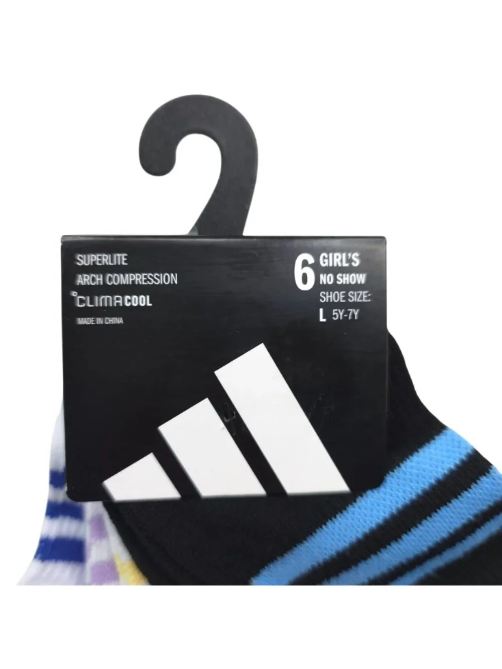 Adidas Girls Superlite Arch Compression No Show Socks 6-Pack Large (5Y-7Y)
